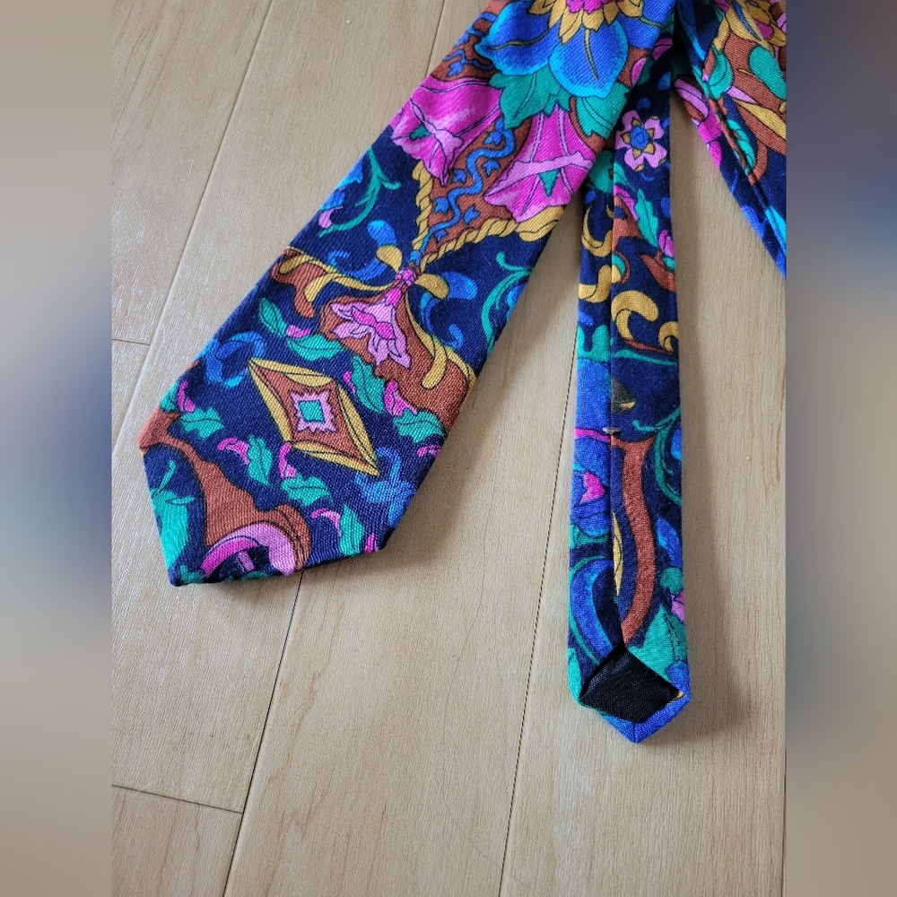 Vintage Prince Gino Bright Floral Woven Tie Made in Italy - Picture 3 of 5
